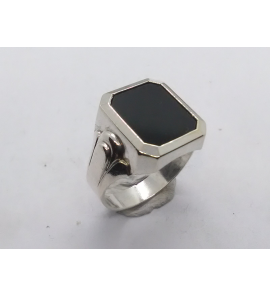 Zilver heren ring achtkant met onix 16x14 mm mt 20 - 3222101