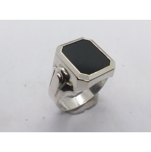 Zilver heren ring achtkant met onix 16x14 mm mt 20 - 3222101