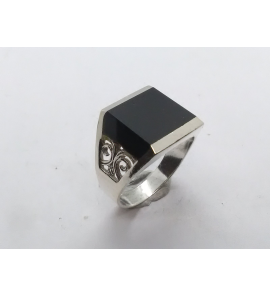 Zilver heren ring met onix mt 20¼ - 3222104