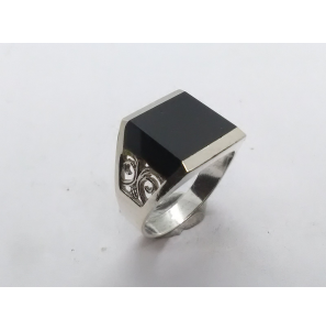 Zilver heren ring met onix mt 20¼ - 3222104