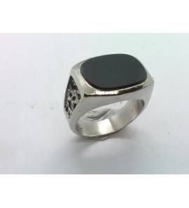 Zilver heren ring ovaal met onix mt 17½ - 3222107