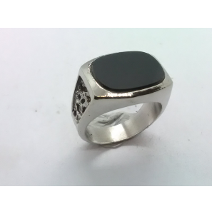 Zilver heren ring ovaal met onix mt 17½ - 3222107