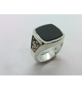Zilver heren ring stomphoek met onix mt 18¾ - 3222109