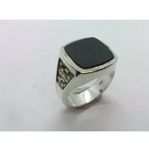 Zilver heren ring stomphoek met onix mt 18¾ - 3222109