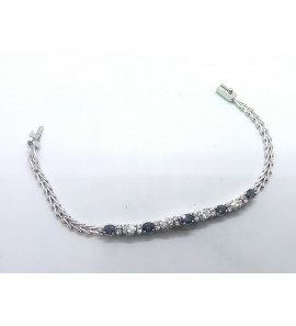 Zilver armband met zirkonia en synt. saffier 18 cm - 3222113