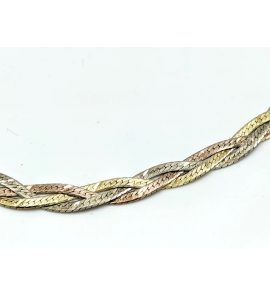 Zilver tri-colour armband gevlochten 19.5 cm - 3222114