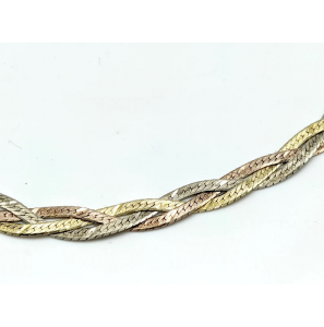 Zilver tri-colour armband gevlochten 19.5 cm - 3222114