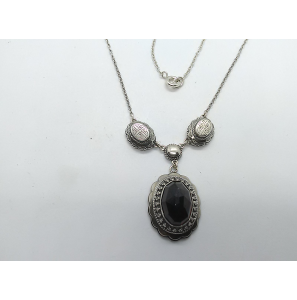Zilver collier met hanger granaat 22x17 mm 48 cm - 3222121