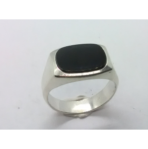 Zilver heren ring stomphoek met onix mt 21¼ - 3222134