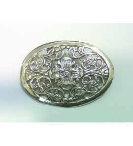 Zilver oudhollandse broche ovaal bloem 37x27 mm - 3222696