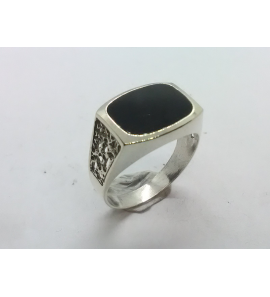 Zilver heren ring ovaal met onix mt 21 - 3222106