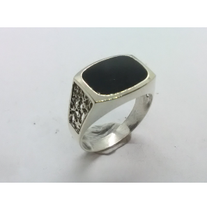 Zilver heren ring ovaal met onix mt 21 - 3222106