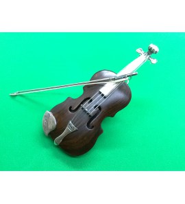 Zilver & houd miniatuur Viool 10 cm - 35839