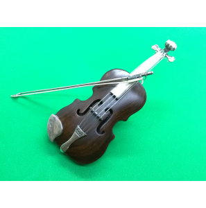 Zilver & houd miniatuur Viool 10 cm - 35839