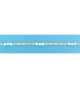 9 krt. armbandje singa met turq. kralen 11-14 cm - 3222977