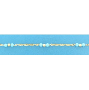 9 krt. armbandje singa met turq. kralen 11-14 cm - 3222977