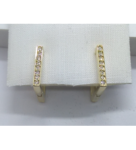 Goud klap-creolen vierkant met zirkonia 's 12.5 x 2 mm - 3221958