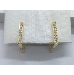 Goud klap-creolen vierkant met zirkonia 's 12.5 x 2 mm - 3221958