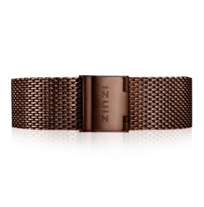 ZINZI Retro stalen mesh horlogeband bruin 18 mm - 3222152