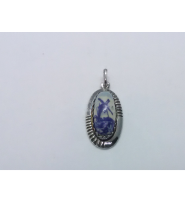 Zilver hanger met ceramiek delfs blauw molen - 3222268