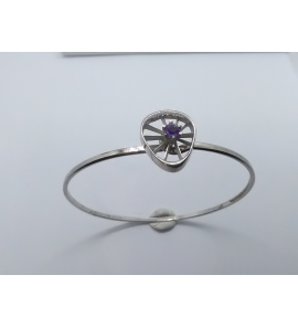 Zilver armband spang 2.2 mm met elips-web met amathist - 3222269