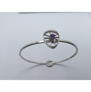 Zilver armband spang 2.2 mm met elips-web met amathist - 3222269