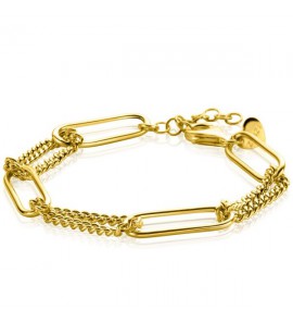 ZINZI zlv. armband gg.verg. grmt./4x paperclip schakel 17.5-19.5 cm - 3222166