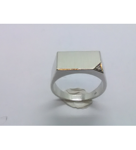 Zilver herenring rechthoek 15x10 mm met zirc. mt.20 - 3222329