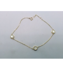 Gouden armband anker met 3x cirkel parelmoer 17-19 cm - 3222179