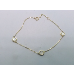 Gouden armband anker met 3x cirkel parelmoer 17-19 cm - 3222179