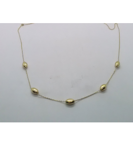Gouden collier anker met 5x boontje 42-45 cm - 3222181