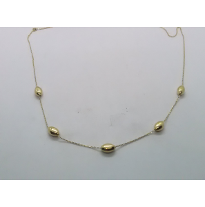 Gouden collier anker met 5x boontje 42-45 cm - 3222181