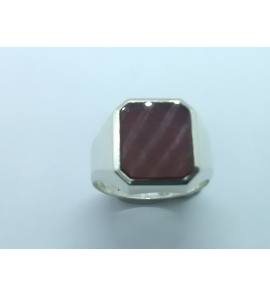 Zilver heren ring carneool achtkant 15x12 mm mt. 20 - 3222228