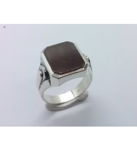 Zilver heren ring carneool achtkant 15x12 mm mt. 20 - 3222229