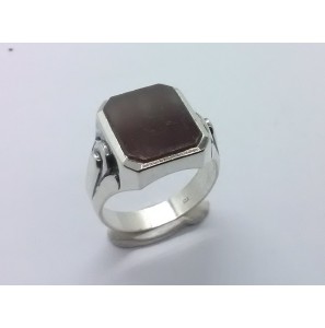 Zilver heren ring carneool achtkant 15x12 mm mt. 20 - 3222229