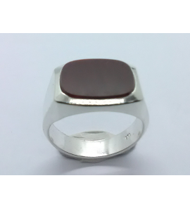Zilver heren ring carneool stomp-rechthoek 14x11 mm mt. 20 - 3222232