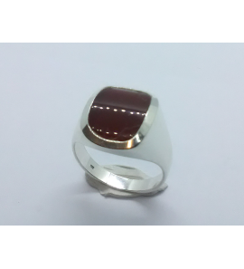 Zilver heren ring carneool stomp-rechthoek 15x11 mm mt. 20 - 3222233