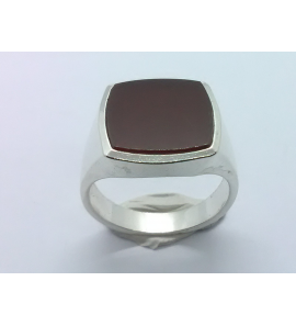 Zilver heren ring carneool stomphoek 13x13 mm mt. 19¾ - 3222236