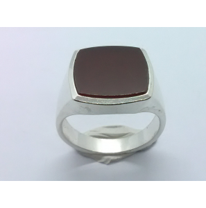 Zilver heren ring carneool stomphoek 13x13 mm mt. 19¾ - 3222236