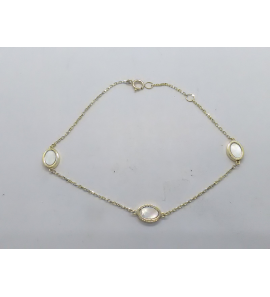 Goud armband anker met 3x ovaal parelmoer 17-19 cm - 3222194