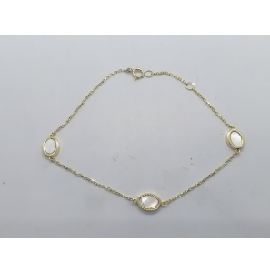 Goud armband anker met 3x ovaal parelmoer 17-19 cm - 3222194