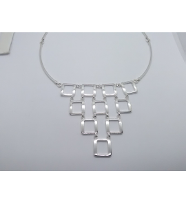 Zilver Choker Ronde buis met vierkante open hangers 45 cm - 3222198