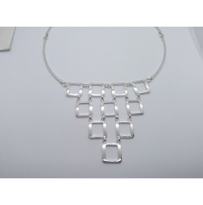 Zilver Choker Ronde buis met vierkante open hangers 45 cm - 3222198