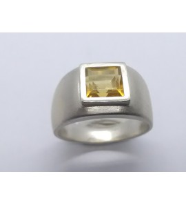 Zilver Uni-sex ring 12 mm met zirkonia geel mt. 19¾ - 3222207