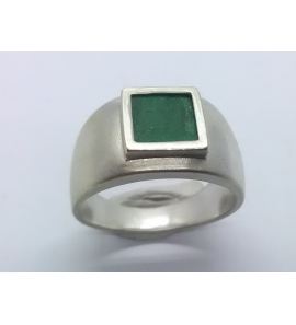Zilver Uni-sex ring 12 mm met malagiet mt. 19¾ - 3222208