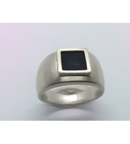 Zilver Uni-sex ring 12 mm met onix mt. 19¾ - 3222209