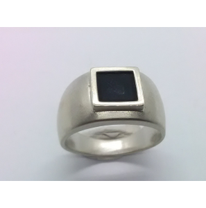 Zilver Uni-sex ring 12 mm met onix mt. 19¾ - 3222209
