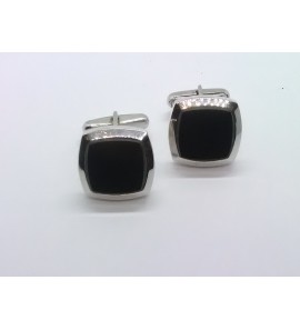 Zilver manchetknoop met onix 18x18 mm - 3222212
