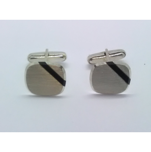 Zilver manchetknoop stomphoek met onix 14x16 mm - 3222214