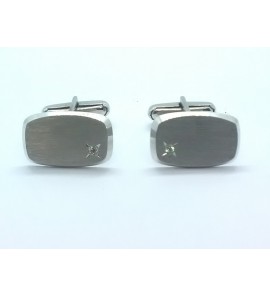Zilver manchetknoop stomphoek met zirkonia 12x20 mm - 3222215